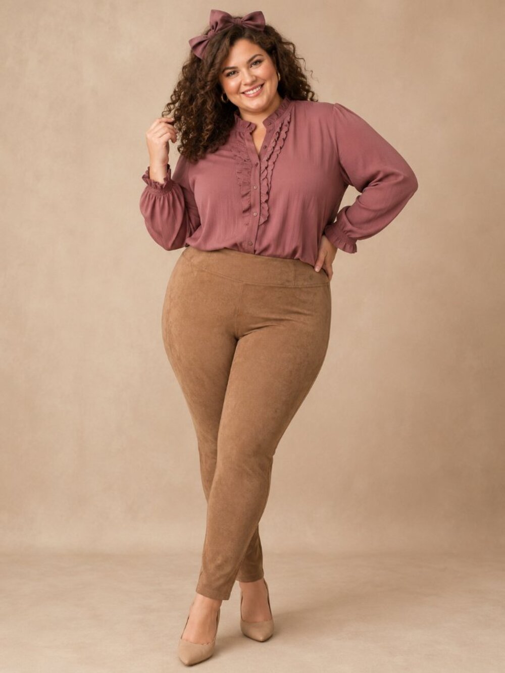 Dex Camel Faux Suede Pull-On Leggings Pants XL NWT Plus